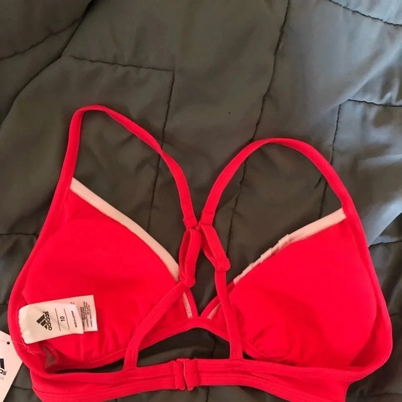 NWT Adidas Striped “Shock Red” bikini top - Picture 6 of 15